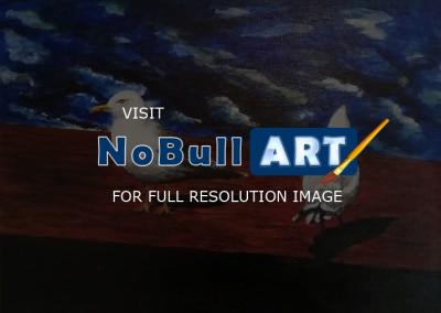 Acrylic Paintings - Seagulls On Board - Acrylics